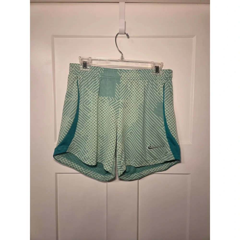 Nike Dri-FIT Teal Geometric Grid Athletic Running Shorts Mens Medium
